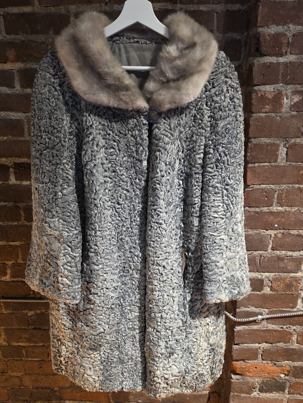 Gray Vintage Fur Textured Coat